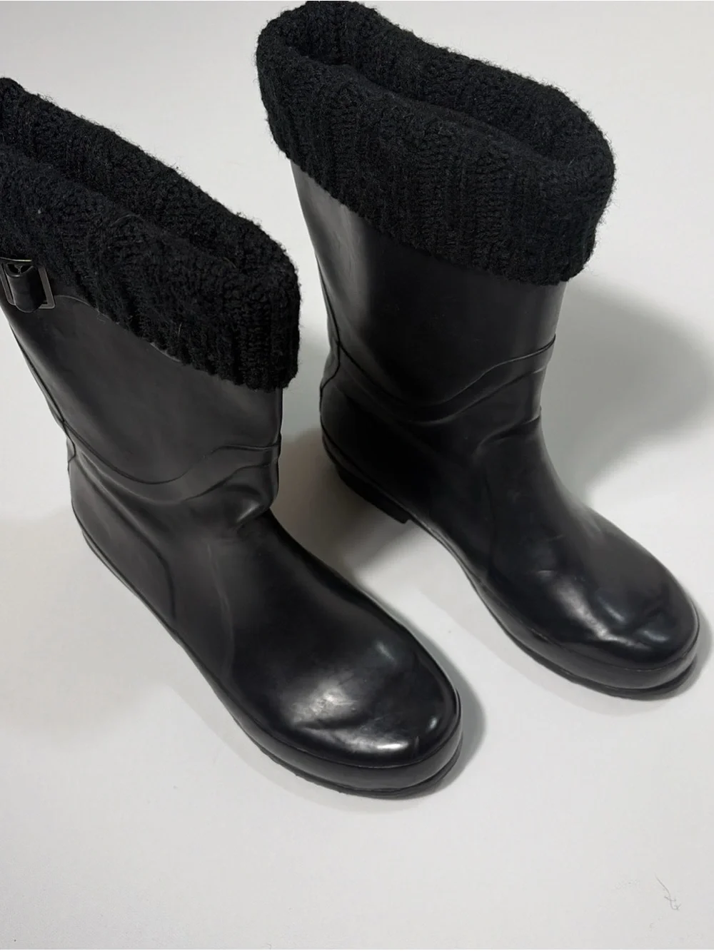 L.L. Bean Wellie Rain Boots Black Rubber Mid-Calf Women’s 8 Medium - Picture 5 of 8